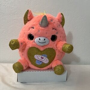 Zuru Rainbocorns Unicorn Rescue Pink Silver Gold Glitter Plush Stuffed 14" X 12"